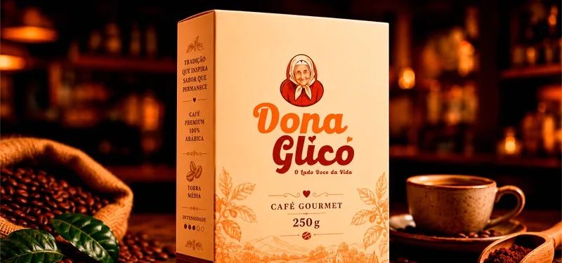 Caixa de café gourmet Dona Glicó 100% arábica de 250g