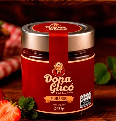 Pote de geleia de morango artesanal Dona Glicó 240g